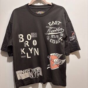 AMERICAN GARAGE Premium Heavy Cotton Boxy Fit Men's SmalT-shirt New York Graphic